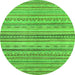 Round Machine Washable Abstract Green Modern Area Rugs, wshabs2218grn