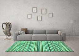 Machine Washable Abstract Turquoise Modern Area Rugs in a Living Room,, wshabs2218turq