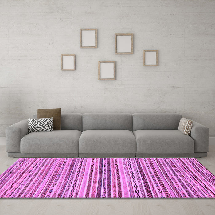 Machine Washable Abstract Purple Modern Area Rugs in a Living Room, wshabs2218pur