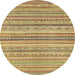 Round Abstract Chrome Gold Yellow Modern Rug, abs2218