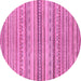 Round Machine Washable Abstract Pink Modern Rug, wshabs2218pnk