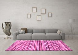 Machine Washable Abstract Pink Modern Rug in a Living Room, wshabs2218pnk