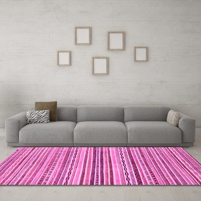 Machine Washable Abstract Pink Modern Rug in a Living Room, wshabs2218pnk