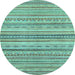 Round Machine Washable Abstract Light Blue Modern Rug, wshabs2218lblu