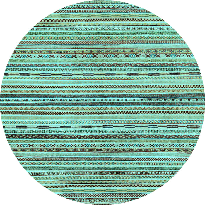Round Abstract Light Blue Modern Rug, abs2218lblu