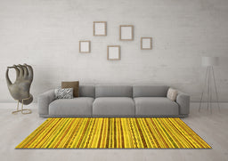 Machine Washable Abstract Yellow Modern Rug in a Living Room, wshabs2218yw
