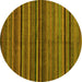 Round Machine Washable Abstract Yellow Modern Rug, wshabs2219yw