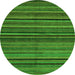 Round Machine Washable Abstract Green Modern Area Rugs, wshabs2219grn