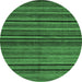 Round Machine Washable Abstract Emerald Green Modern Area Rugs, wshabs2219emgrn