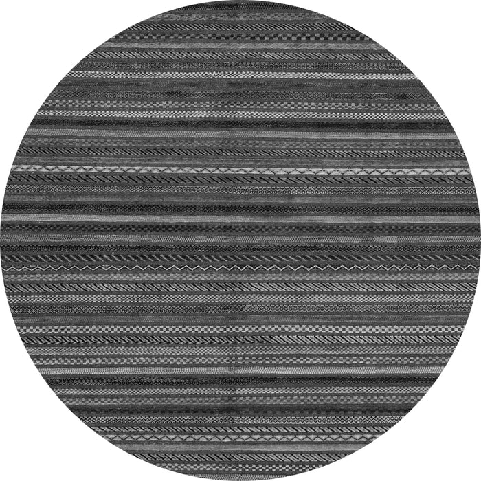 Round Machine Washable Abstract Gray Modern Rug, wshabs2219gry