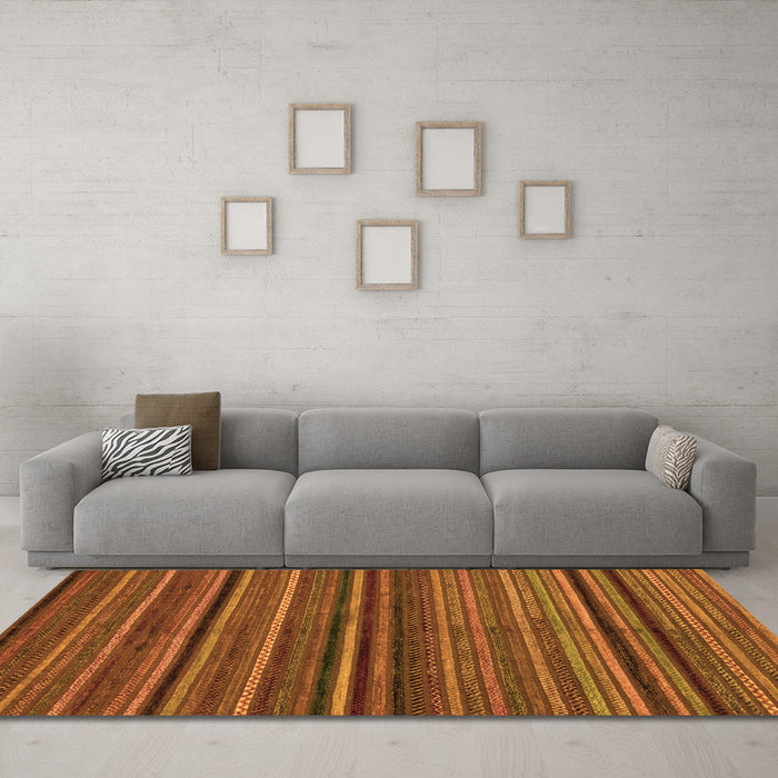 Machine Washable Abstract Orange Modern Area Rugs in a Living Room, wshabs2219org