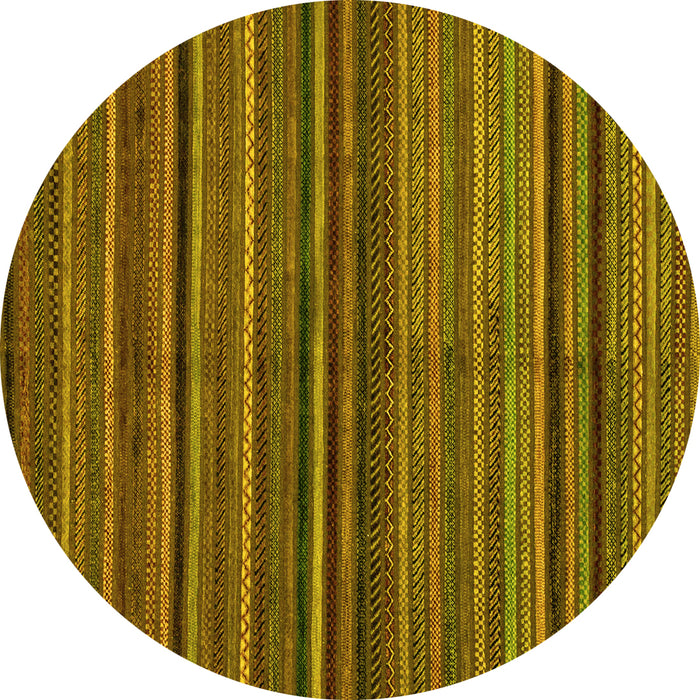Round Abstract Yellow Modern Rug, abs2219yw