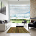 Square Abstract Dark Brown Modern Rug in a Living Room, abs2219