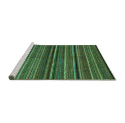 Sideview of Machine Washable Abstract Turquoise Modern Area Rugs, wshabs2219turq