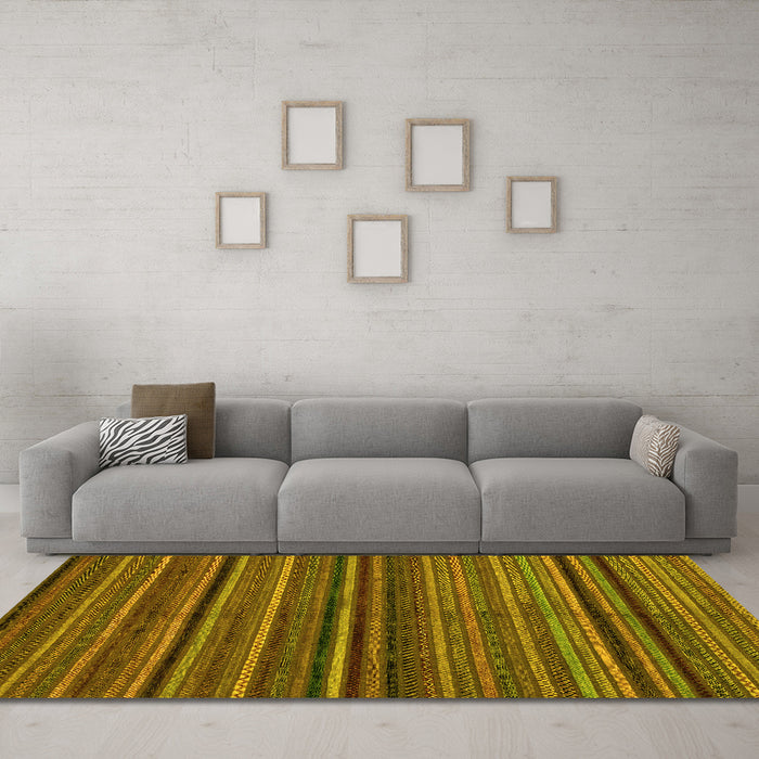Machine Washable Abstract Yellow Modern Rug in a Living Room, wshabs2219yw