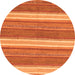 Round Machine Washable Abstract Orange Modern Area Rugs, wshabs221org