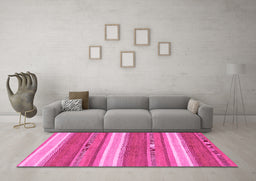 Machine Washable Abstract Pink Modern Rug in a Living Room, wshabs221pnk