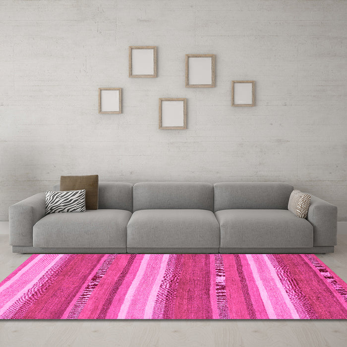 Machine Washable Abstract Pink Modern Rug in a Living Room, wshabs221pnk