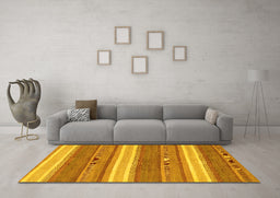 Machine Washable Abstract Yellow Modern Rug in a Living Room, wshabs221yw