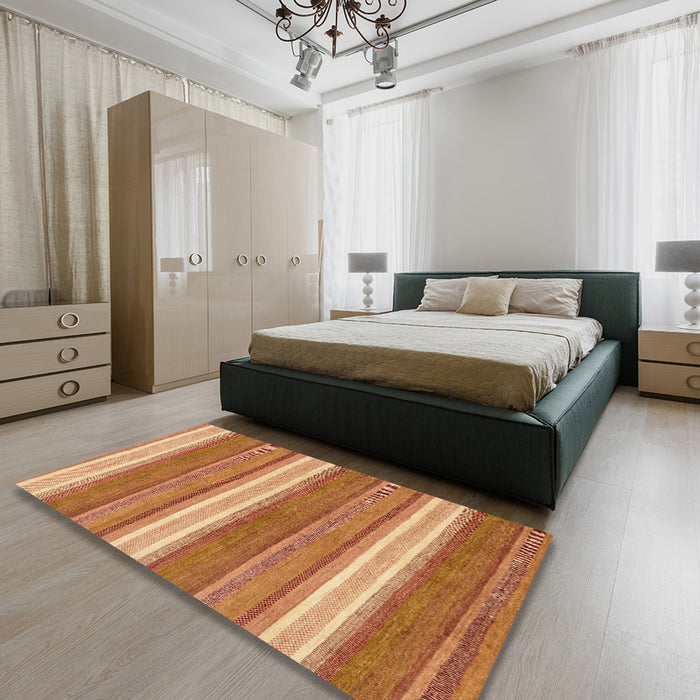 Abstract Orange Modern Rug in a Bedroom, abs221