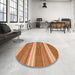 Round Abstract Orange Modern Rug in a Office, abs221