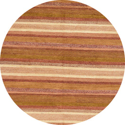 Round Machine Washable Abstract Orange Rug, wshabs221