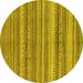 Round Abstract Yellow Modern Rug, abs2220yw