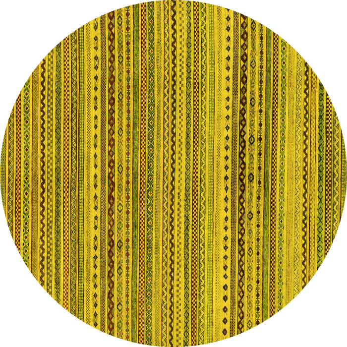 Round Machine Washable Abstract Yellow Modern Rug, wshabs2220yw
