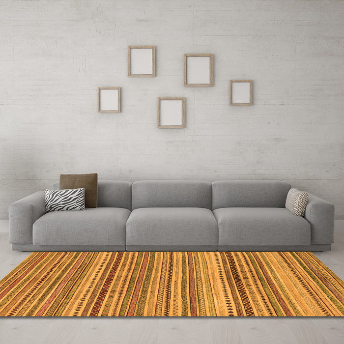 Machine Washable Abstract Orange Modern Area Rugs in a Living Room, wshabs2220org