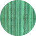 Round Abstract Turquoise Modern Rug, abs2220turq