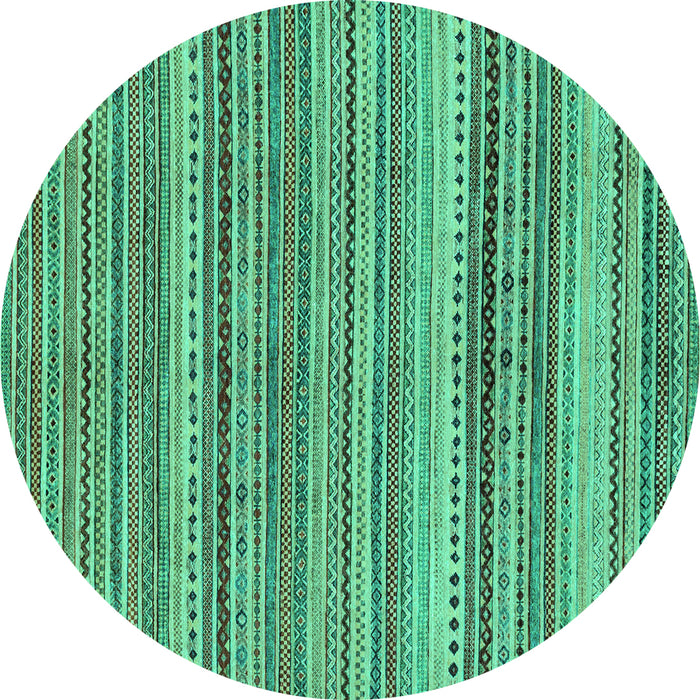 Round Machine Washable Abstract Turquoise Modern Area Rugs, wshabs2220turq