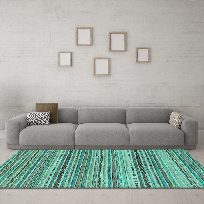 Machine Washable Abstract Light Blue Modern Rug in a Living Room, wshabs2220lblu