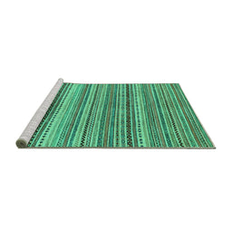 Sideview of Machine Washable Abstract Turquoise Modern Area Rugs, wshabs2220turq