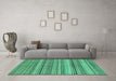 Machine Washable Abstract Turquoise Modern Area Rugs in a Living Room,, wshabs2220turq