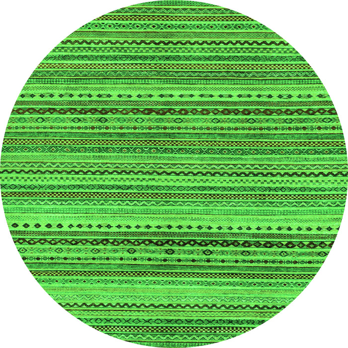 Round Machine Washable Abstract Green Modern Area Rugs, wshabs2220grn