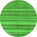 Round Machine Washable Abstract Green Modern Area Rugs, wshabs2220grn