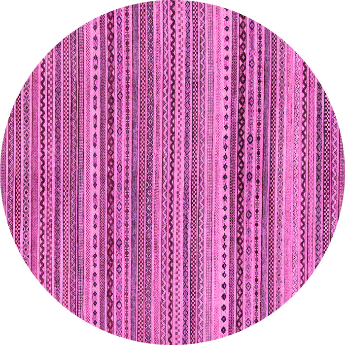 Round Machine Washable Abstract Pink Modern Rug, wshabs2220pnk