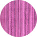 Round Machine Washable Abstract Pink Modern Rug, wshabs2220pnk