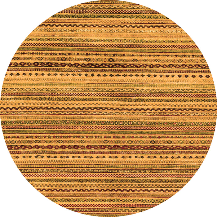 Round Machine Washable Abstract Orange Modern Area Rugs, wshabs2220org