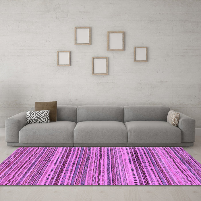 Machine Washable Abstract Purple Modern Area Rugs in a Living Room, wshabs2220pur