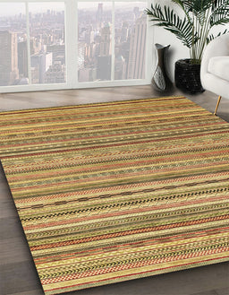 Abstract Golden Brown Yellow Modern Rug in Family Room, abs2221