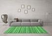 Machine Washable Abstract Emerald Green Modern Area Rugs in a Living Room,, wshabs2221emgrn