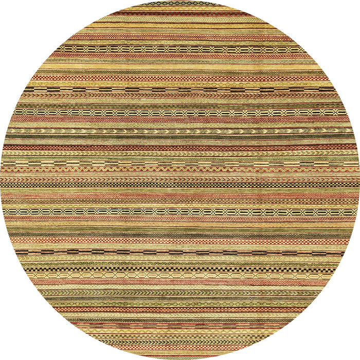 Round Machine Washable Abstract Gen Brown Yellow Rug, wshabs2221