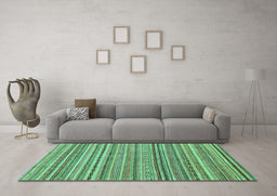 Machine Washable Abstract Turquoise Modern Area Rugs in a Living Room,, wshabs2221turq