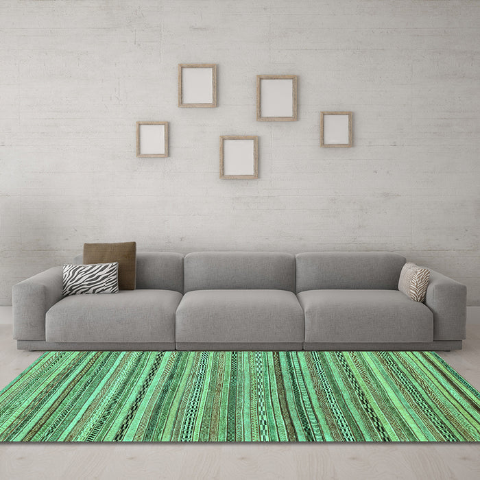 Machine Washable Abstract Turquoise Modern Area Rugs in a Living Room,, wshabs2221turq
