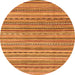 Round Machine Washable Abstract Orange Modern Area Rugs, wshabs2221org