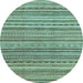 Round Machine Washable Abstract Light Blue Modern Rug, wshabs2221lblu