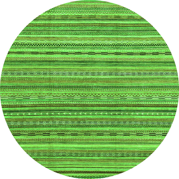 Round Machine Washable Abstract Green Modern Area Rugs, wshabs2221grn