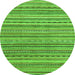 Round Machine Washable Abstract Green Modern Area Rugs, wshabs2221grn