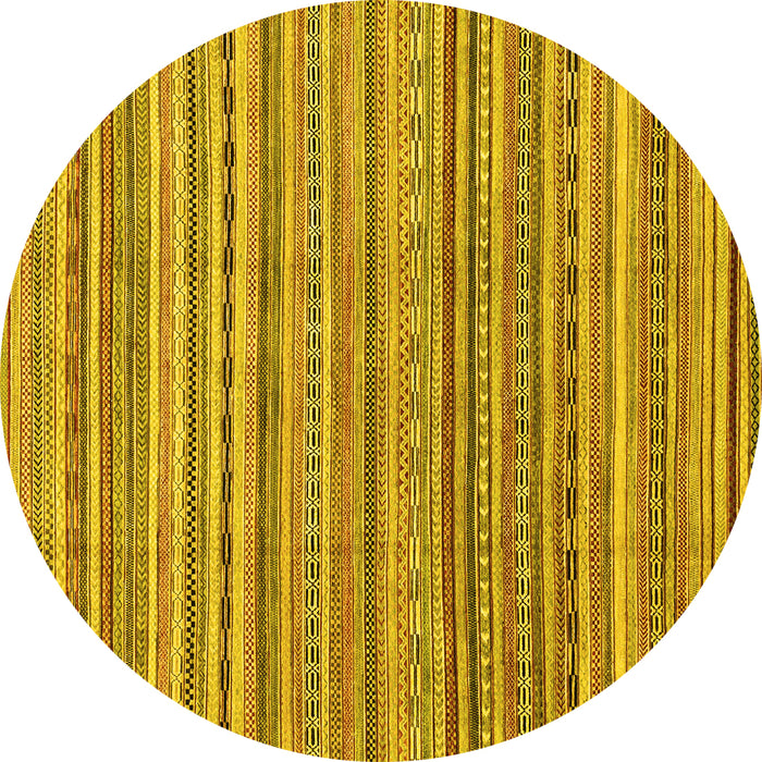 Round Abstract Yellow Modern Rug, abs2221yw
